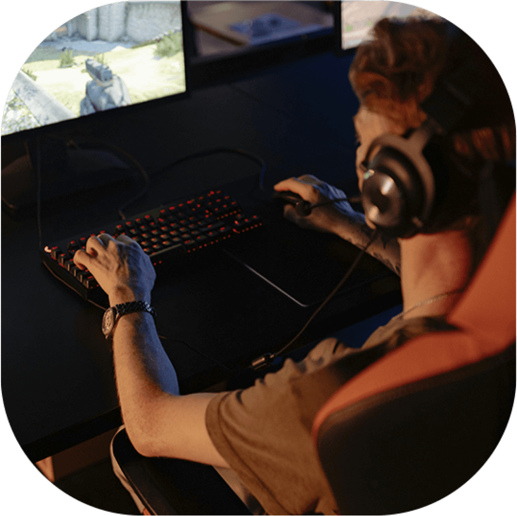 Gamer playing